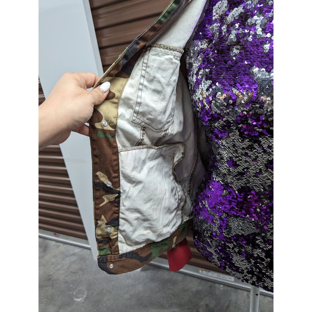 Vintage 90s Y2K‎ Green Army Camo 1996 World Series Jacket Eagle Skull Grunge - Picture 10 of 10